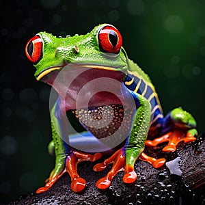 Red eyed green tree frog or gaudy tree frog