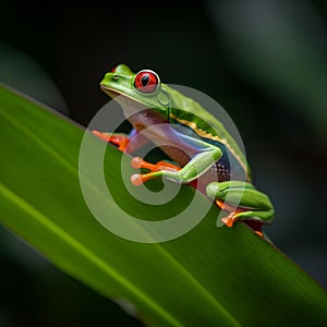 Red-eyed Tree Frog in Lush Jungle