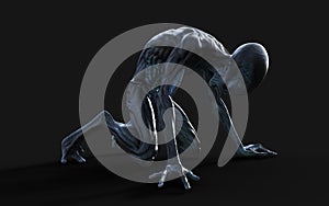 A Red eyes alien pose