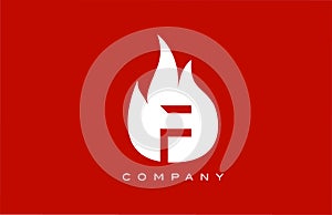 Red F fire flames alphabet letter logo design. Creative icon template for business and company