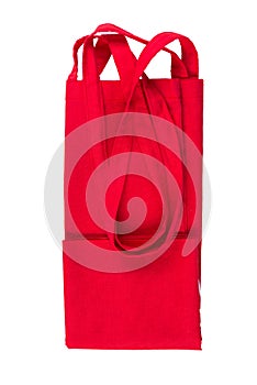 red fabric eco bag on white background, zero waste