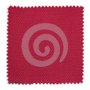Red fabric swatch samples isolated on white