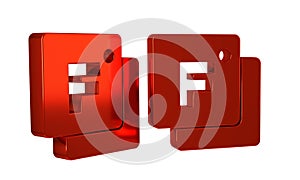 Red Fahrenheit icon isolated on transparent background.