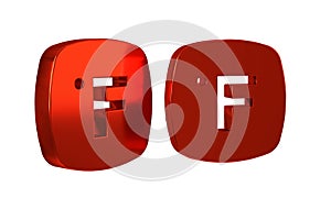 Red Fahrenheit icon isolated on transparent background.