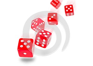 Falling dice against