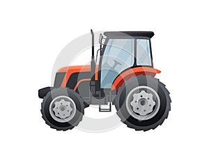 Red farm agriculture tractor vehicle for agronomy vector illustration on white background