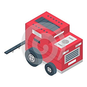 Red farm robot tractor icon, isometric style