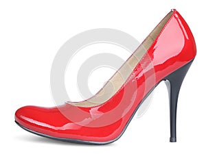 Red female high heels shoe isolated