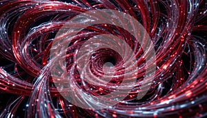 Red Fiber Optic Data Network Vortex