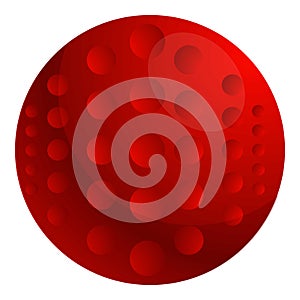 Red field hockey ball icon, cartoon style