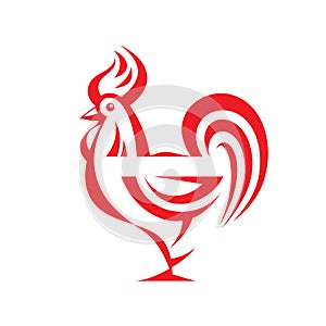 Red fiery rooster - concept vector illustration - symbol of New Year 2017