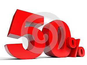 Red fifty percent off. Discount 50%.