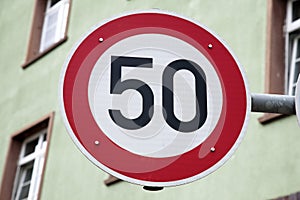 Red Fifty Speed Sign