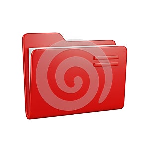 A red file folder on a white background