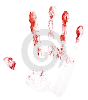 Red finger prints isolated on white background