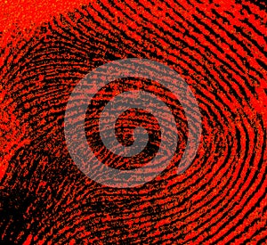 Red fingerprint as background. Red fingerprint identity crime
