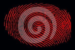 Red fingerprint on a black background