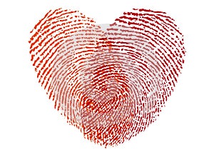 Red fingerprint heart, vector