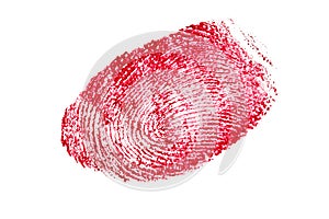 Red fingerprint isolated on a white background