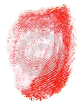 Red fingerprint isolated on white background