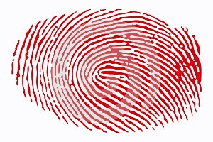Red fingerprint on a white background