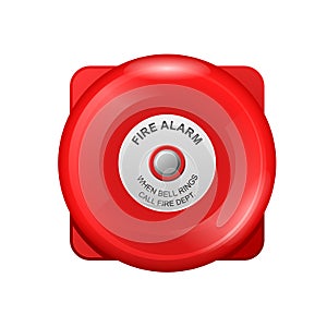 Red fire alarm bell - wall siren, school alarm