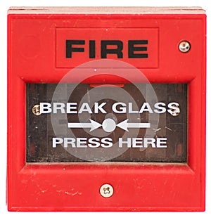 Red fire alarm equipment isolated