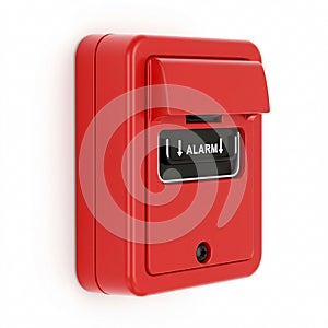 Red Fire Alarm Pull Station on White