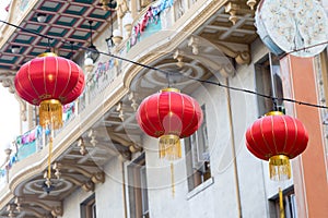 Red fire Chinese Lanterns.