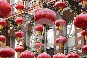 Red fire Chinese Lanterns.