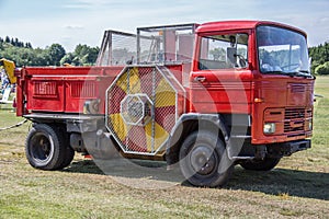 Red fire engine on airfield