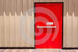 Red fire exit door