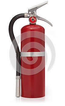 Red fire extinguisher on white