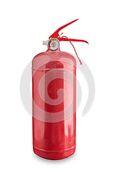 Red fire extinguisher on a white background