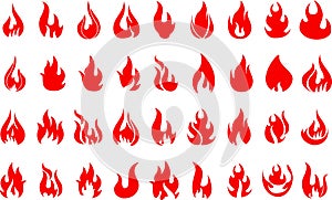 Red fire flat icons