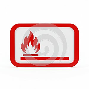 Red Fire Hazard Sign on White Background