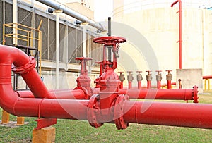 The Red fire hose valve