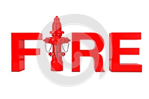 Red Fire Hydrant as Fire Sign. 3d Rendering