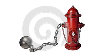 Red Fire Hydrant and ball and chain