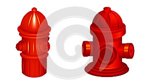 Red fire hydrant. Fire hydrant flat vector icon set. Set of 3 vector icons.