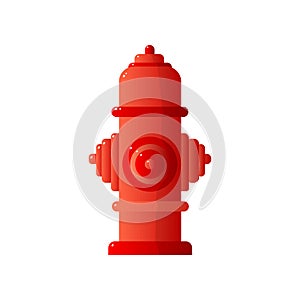 Red fire hydrant flat icon isolated on white background