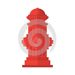 Red Fire Hydrant Icon Isolated on White Background. Flat Style Logo for Fire Fighting