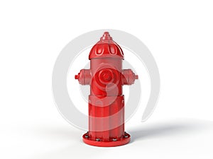 Red fire hydrant, isolated on white. 3D illustration