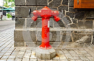 Red fire hydrant in Port Louis, Mauritius