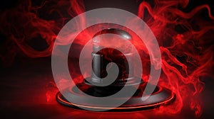 a red fire hydrant sitting on top of a black table