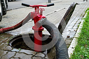 Red fire hydrant on the street