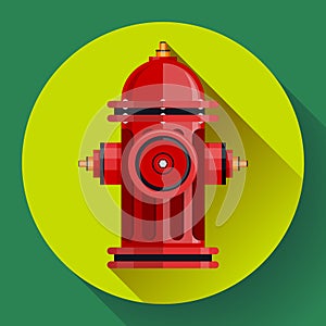 Red fire hydrant Vector icon for video, mobile apps.