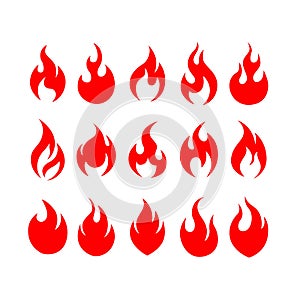 Red fire icons flat illustration logo concept design. Red fire vector isolated on white background