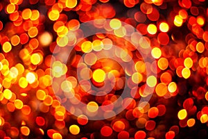 Red and fire orange bokeh on a black background, bokeh abstract background, modern abstract backdrop. Orange Christmas background photo