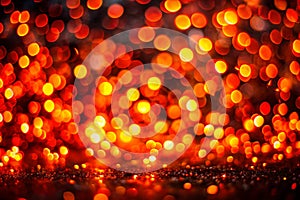 Red and fire orange bokeh on a black background, bokeh abstract background, modern abstract backdrop. Orange Christmas background photo